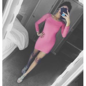 Forever21 Pink Bodycon Dress with Lace Detail